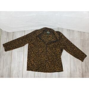 EUC Ralph Lauren Active Women's 2X Full Zip Leopard Print Jacket